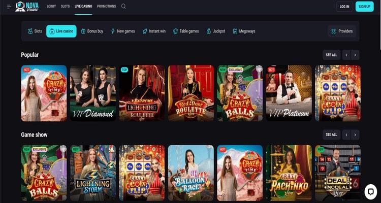 NovaDreams live casino