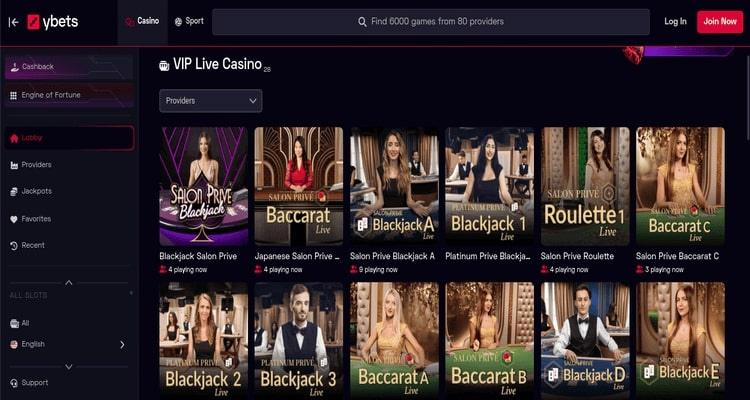 Ybets live casino