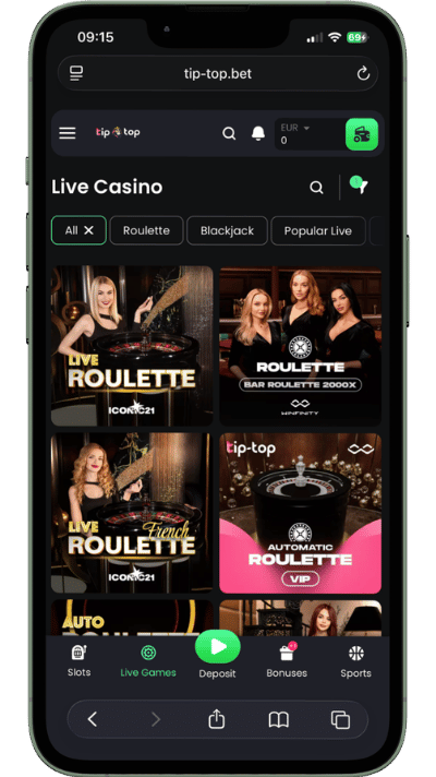 tip top live casino