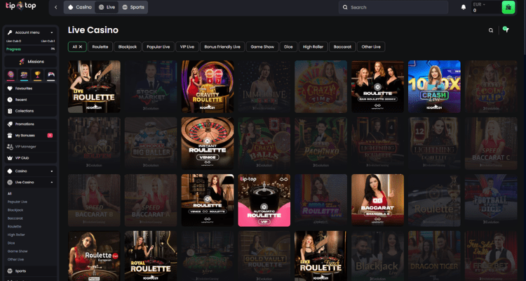 Tip-top live casino