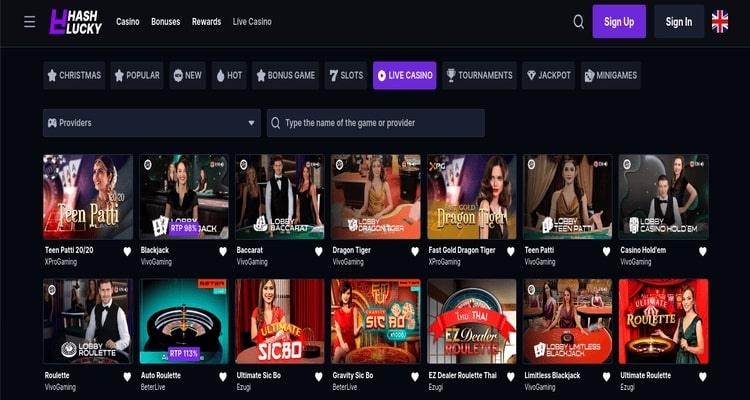 HashLucky live casino