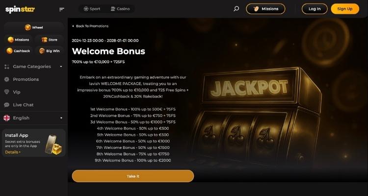 Spinstar welkomstbonus