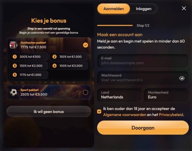 MadCasino Registratie