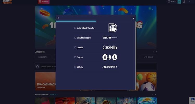 CasinoPeaches Geld Storten