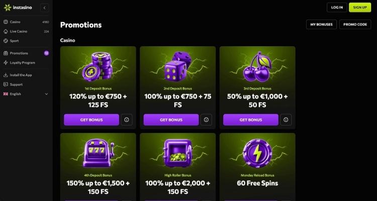 Instasino casino bonus