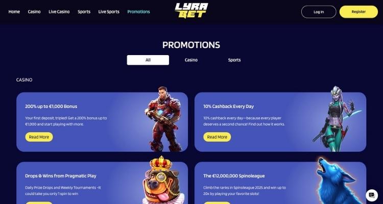 LyraBet Casino Bonussen