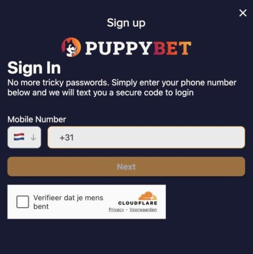 PuppyBet casino registratie
