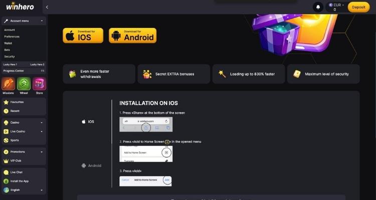 Winhero Casino App