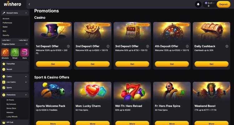 Winhero casino bonus
