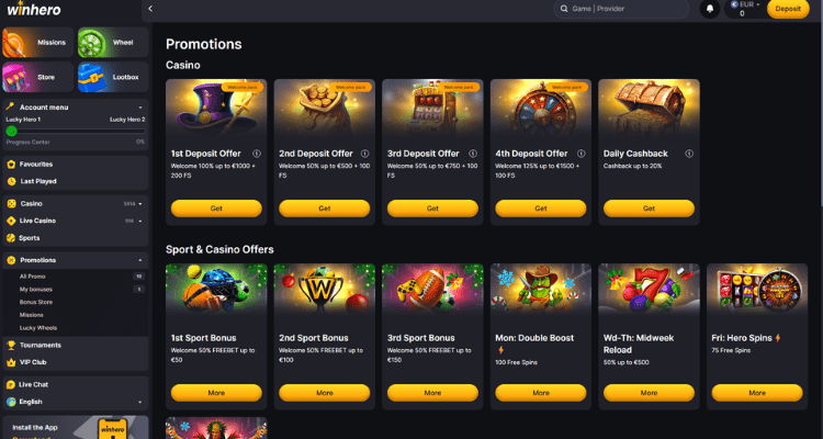 Winhero casino bonus