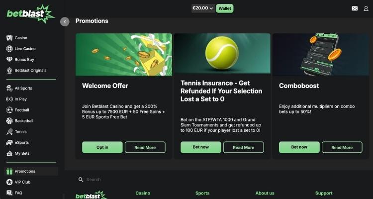 Betblast casino bonus