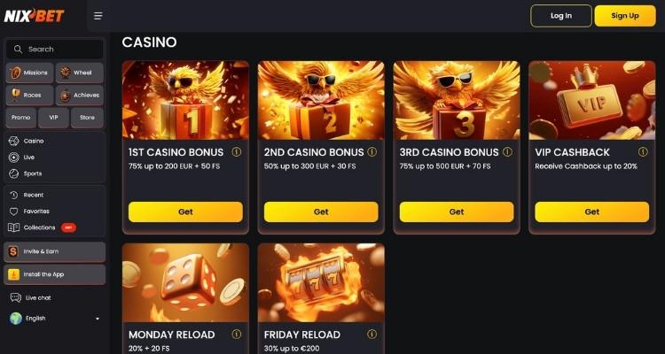 Nixbet casino bonus