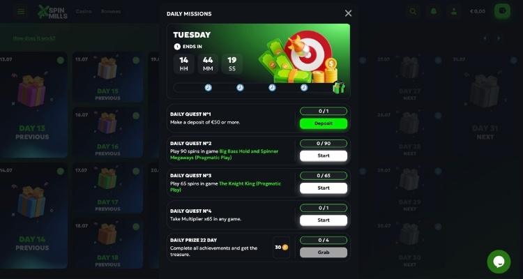 SpinMills Daily Missions