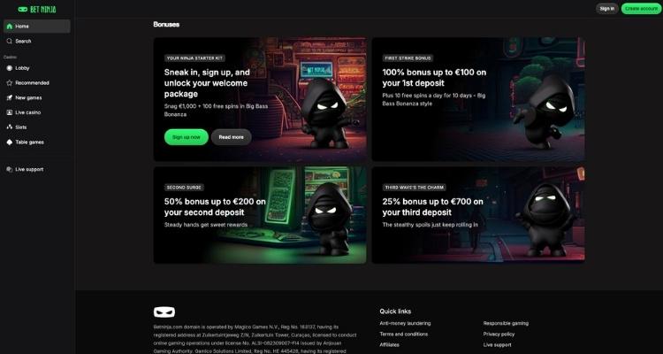Betninja casino online bonussen