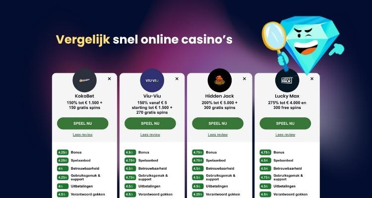 Online casino vergelijker snel vergelijken