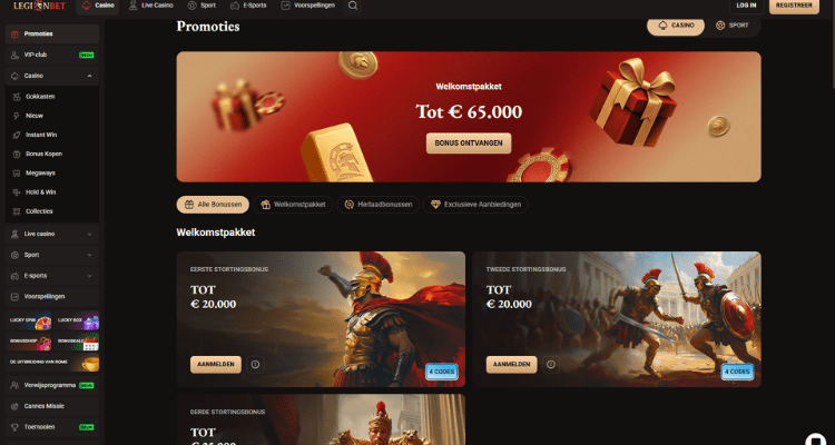 Legionbet casino bonussen