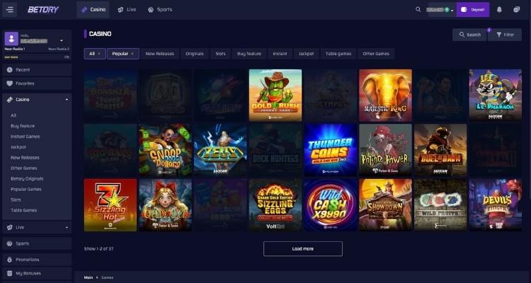 Betory casino spellen