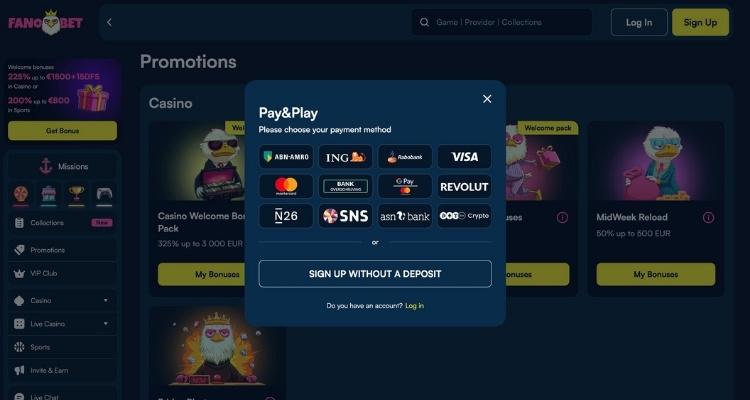 Fano.bet casino storting