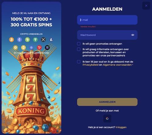 Koning Casino Registratie