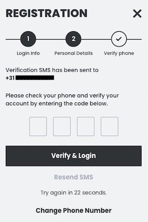 GQbet registratie scherm 3