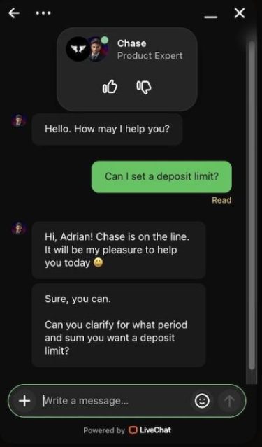 Live chat Holyluck Casino