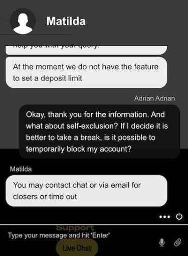 ShakeBet casino live chat