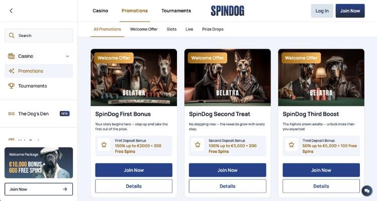 SpinDog casino bonussen