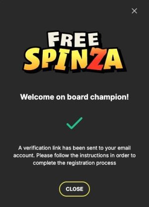FreeSpinza registratie bevestiging