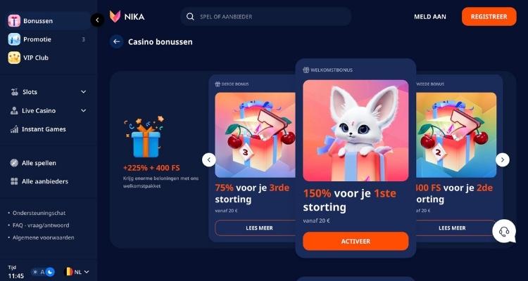 NIKA casino bonussen
