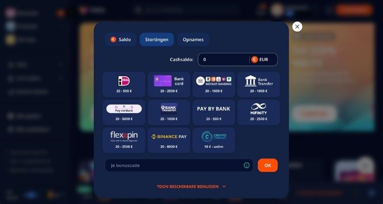 NIKA casino storting