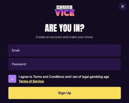 CasinoVice registratie
