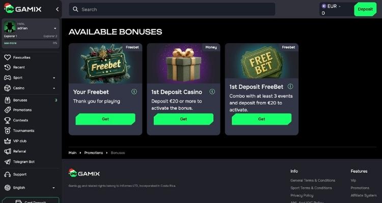 Gamix casino bonussen