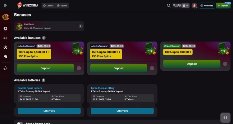 Winzoria casino bonussen