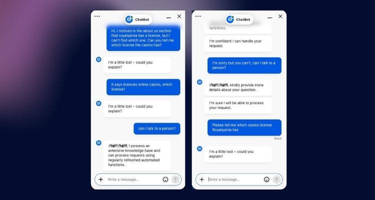 Royalspinia live chat ervaring