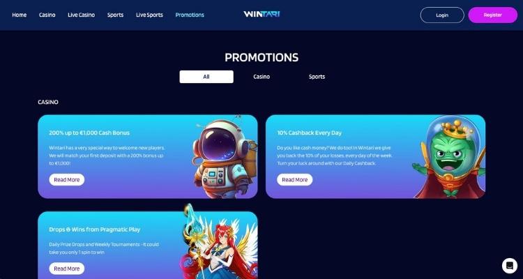 Wintari casino bonussen