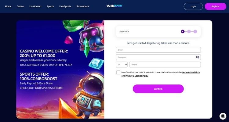 Wintari casino registratie