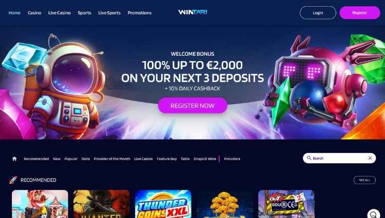 homepage van wintari casino
