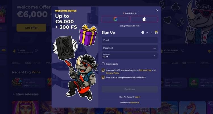 Spinorhino casino registratie