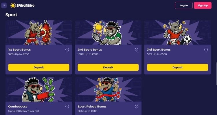 Spinorhino sport bonussen