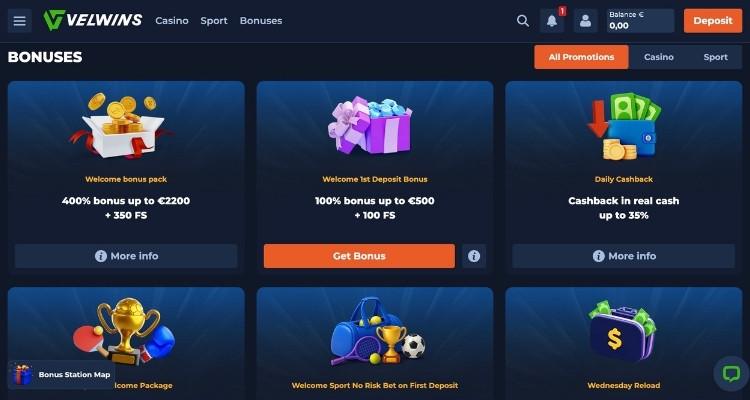 Velwins casino bonussen