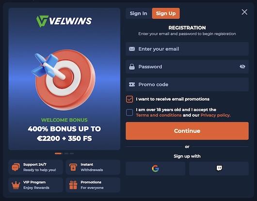 Velwins.vip registratie