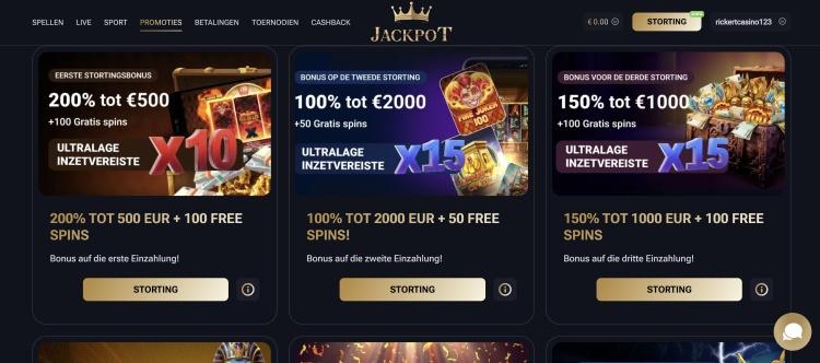 jack-pot casino bonussen