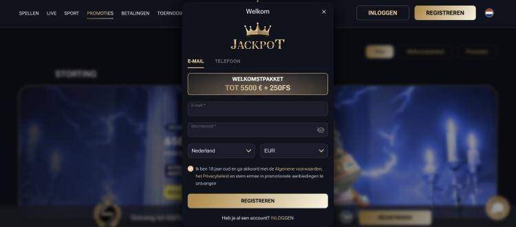 jack-pot casino registeren
