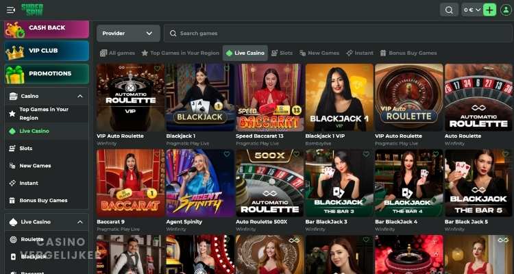 live casino van superspin