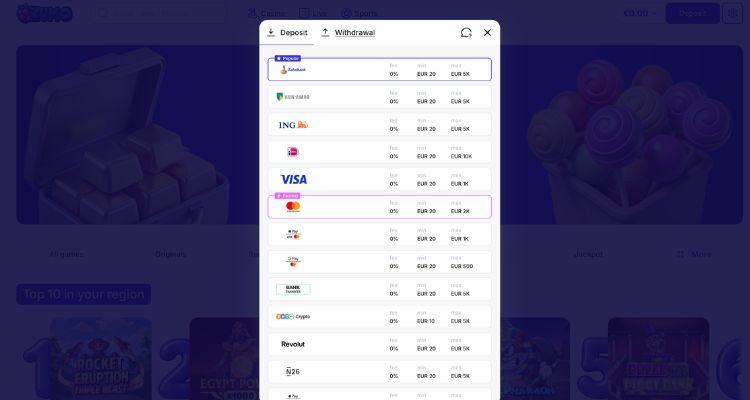 betaalmethoden bij zumo .bet met ideal