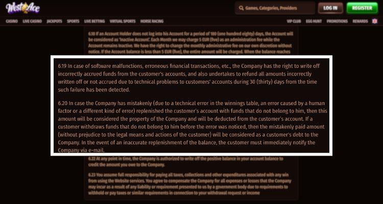 voorwaarden malfunction bij WastAce