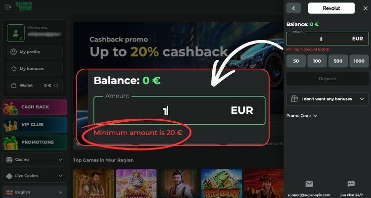 minimum deposit casino