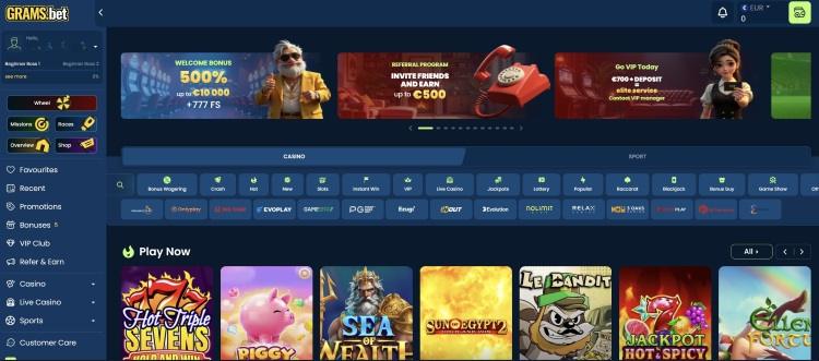 grams bet casino homepage