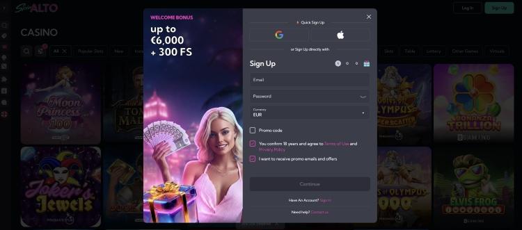 spinalto casino registeren