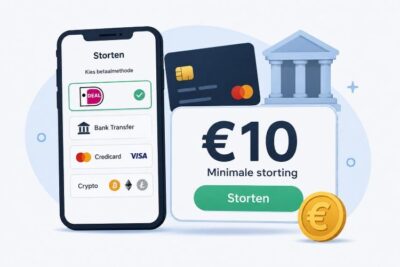 Illustratie voor de information visual van de 10 euro deposit casino pagina: betaalmethoden en minimale storting van € 10.